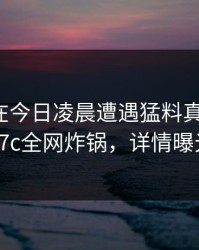 神秘人在今日凌晨遭遇猛料真相大白，17c全网炸锅，详情曝光