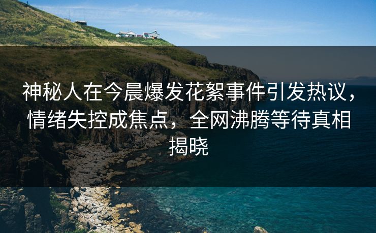 神秘人在今晨爆发花絮事件引发热议，情绪失控成焦点，全网沸腾等待真相揭晓