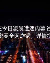 当事人在今日凌晨遭遇内幕 欲望升腾，微密圈全网炸锅，详情探秘