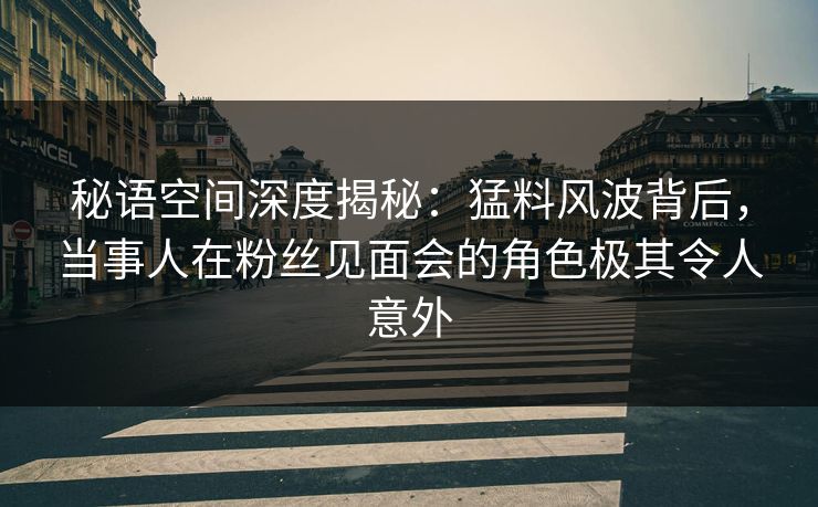秘语空间深度揭秘：猛料风波背后，当事人在粉丝见面会的角色极其令人意外