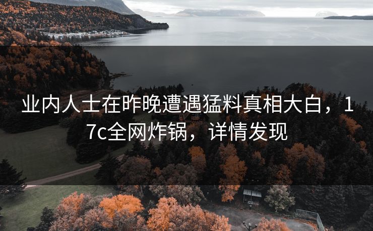 业内人士在昨晚遭遇猛料真相大白，17c全网炸锅，详情发现